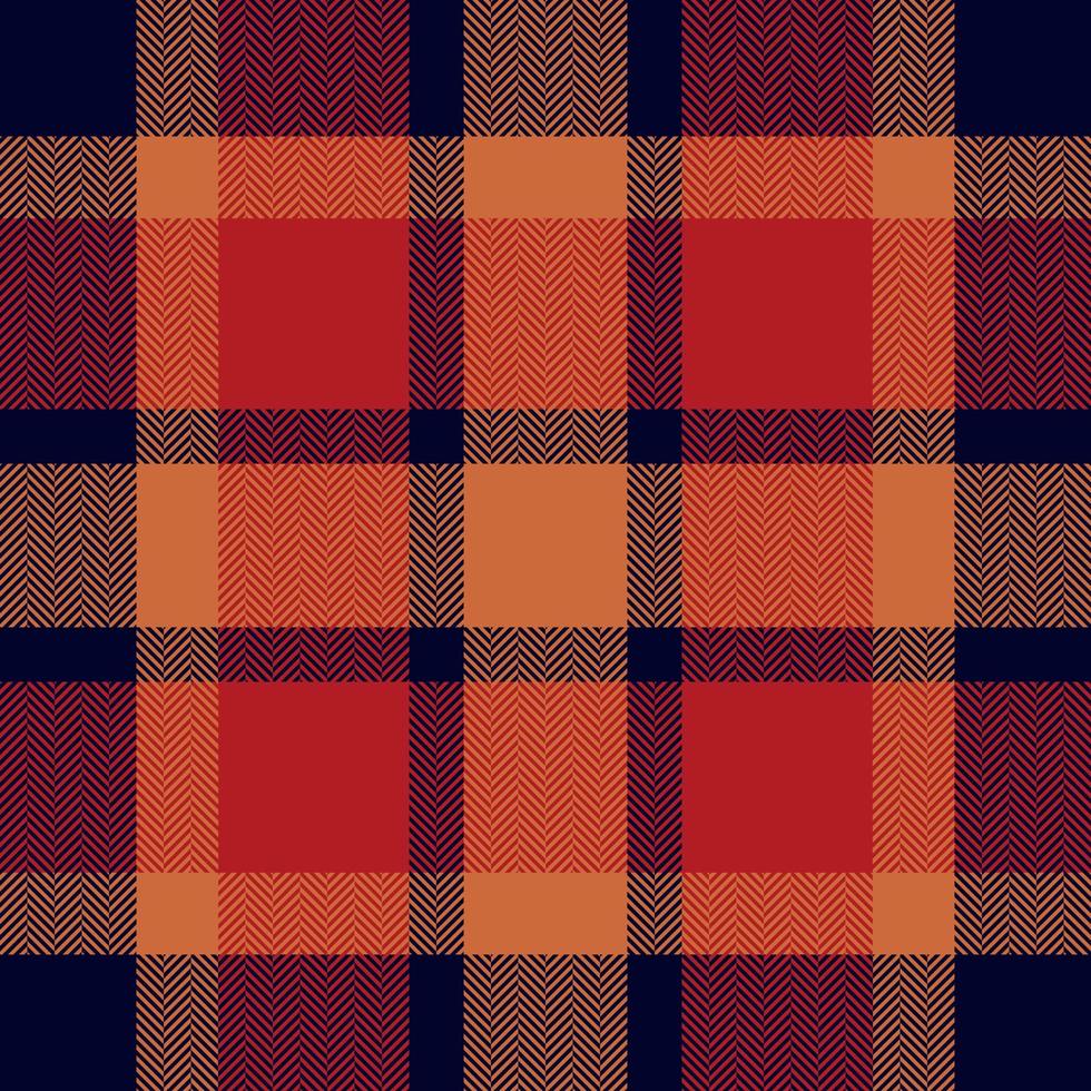 Plaid check pattern in orange and red colors. Seamless fabric texture. Tartan textile print. vector