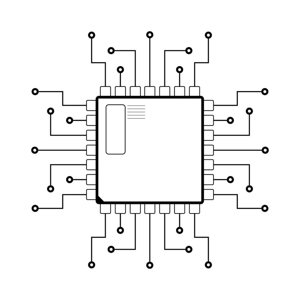 ilustración vectorial de microcircuito lineal vector