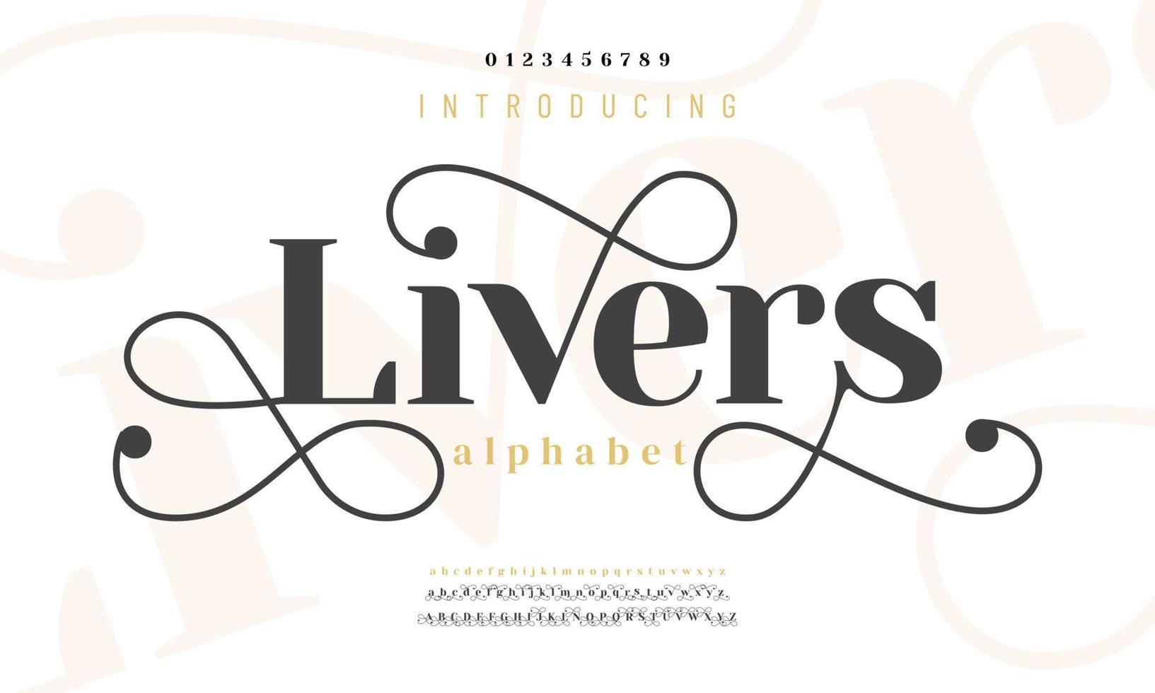 Livers swash luxury font. Elegant typeface for wedding, invitation, fashion vector