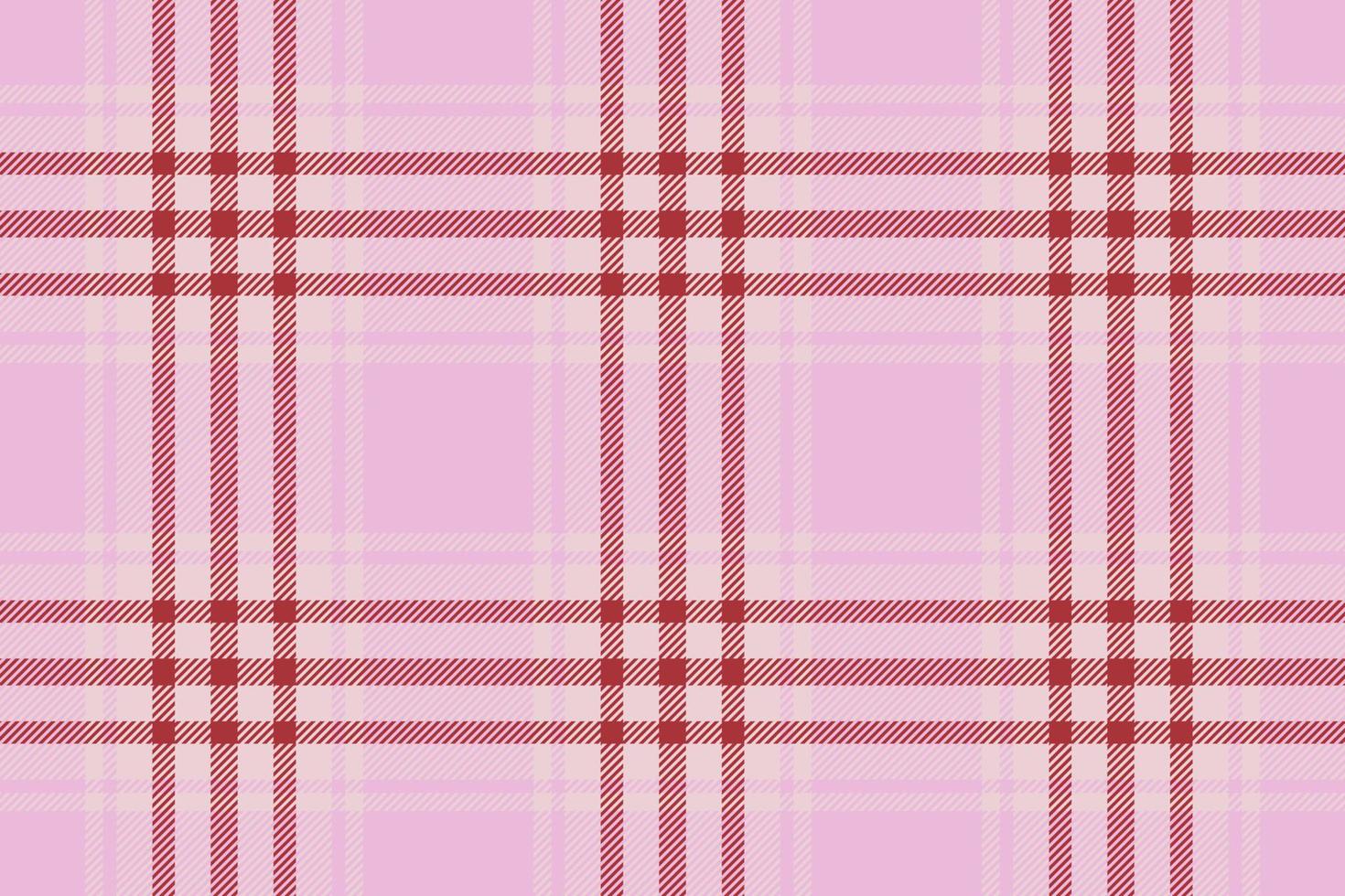 Plaid background, check seamless pattern in pink. Vector fabric texture for textile print, wrapping paper, gift card or wallpaper.