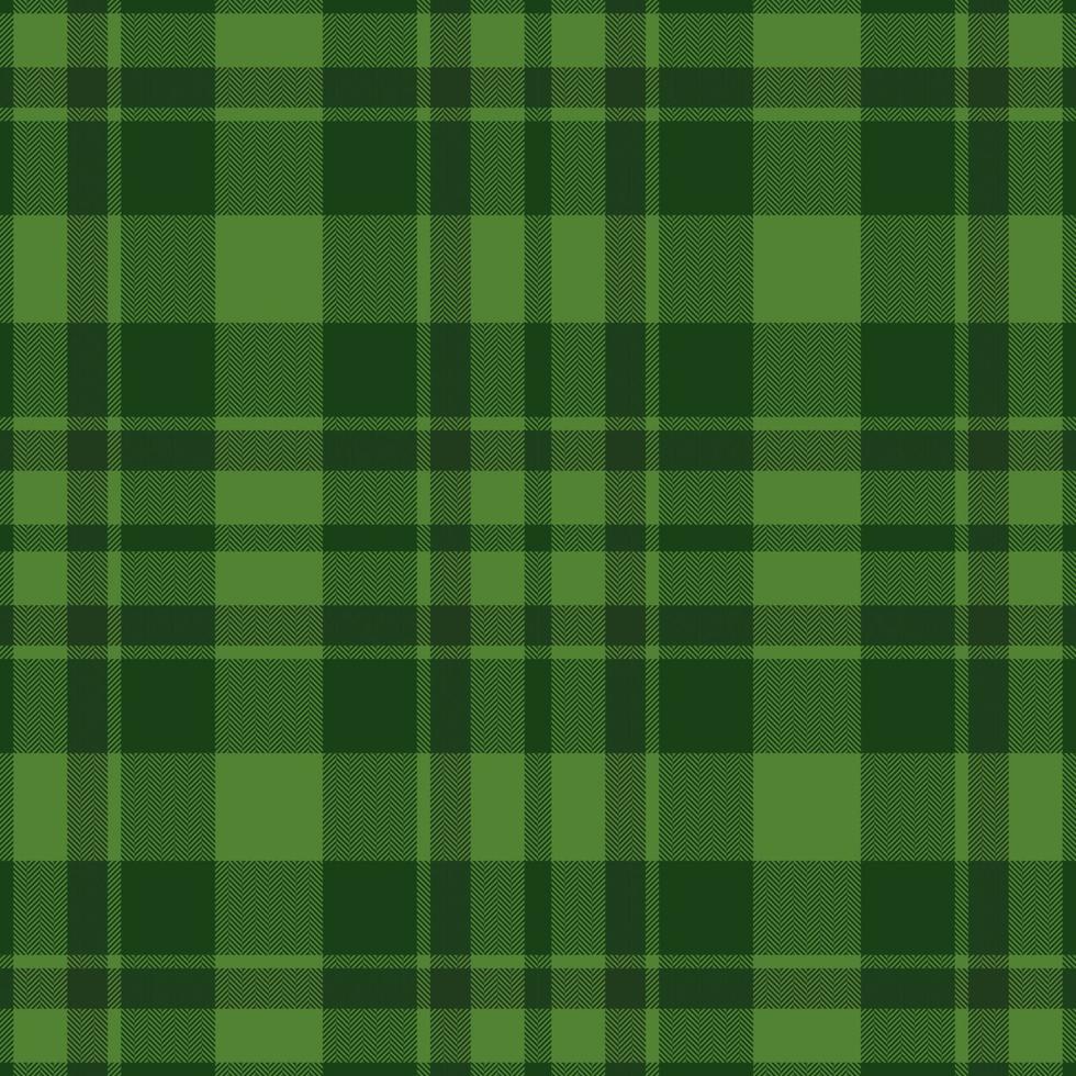 Plaid seamless pattern in green. Check fabric texture. Vector textile print.