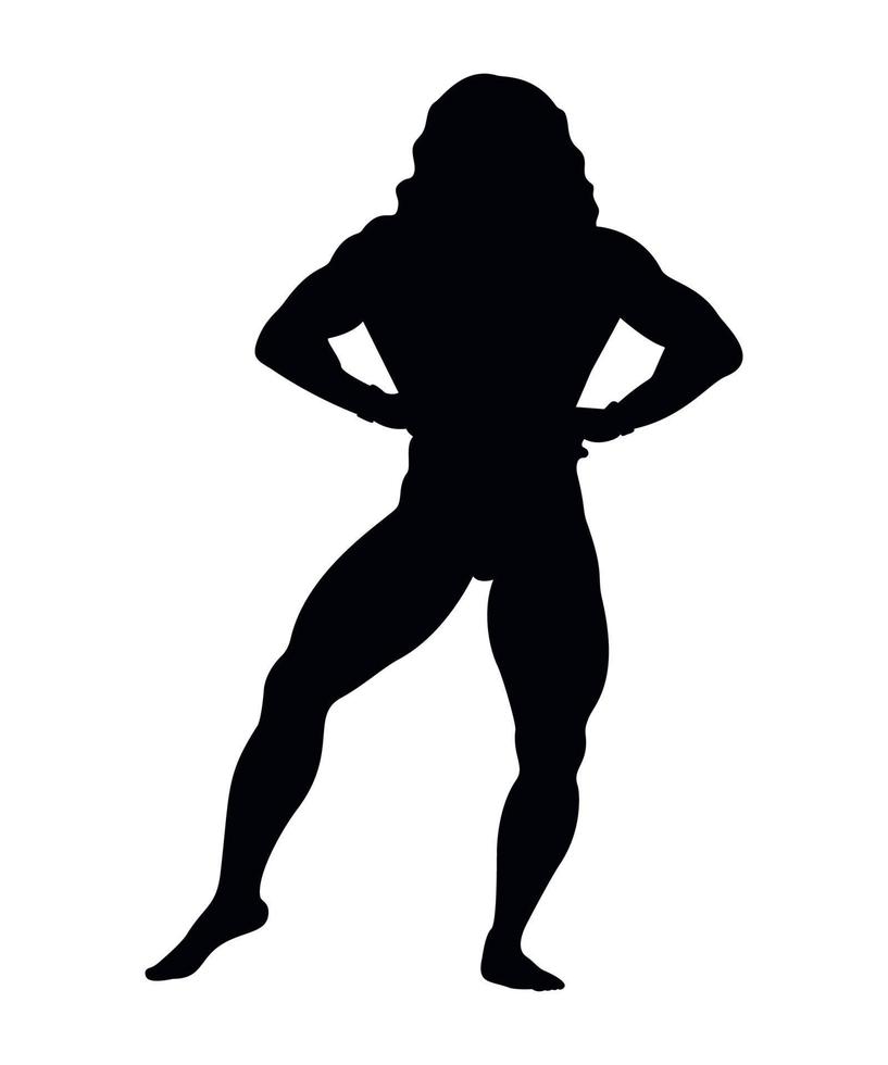 Vector illustration of black Silhouettes of female bodybuilder