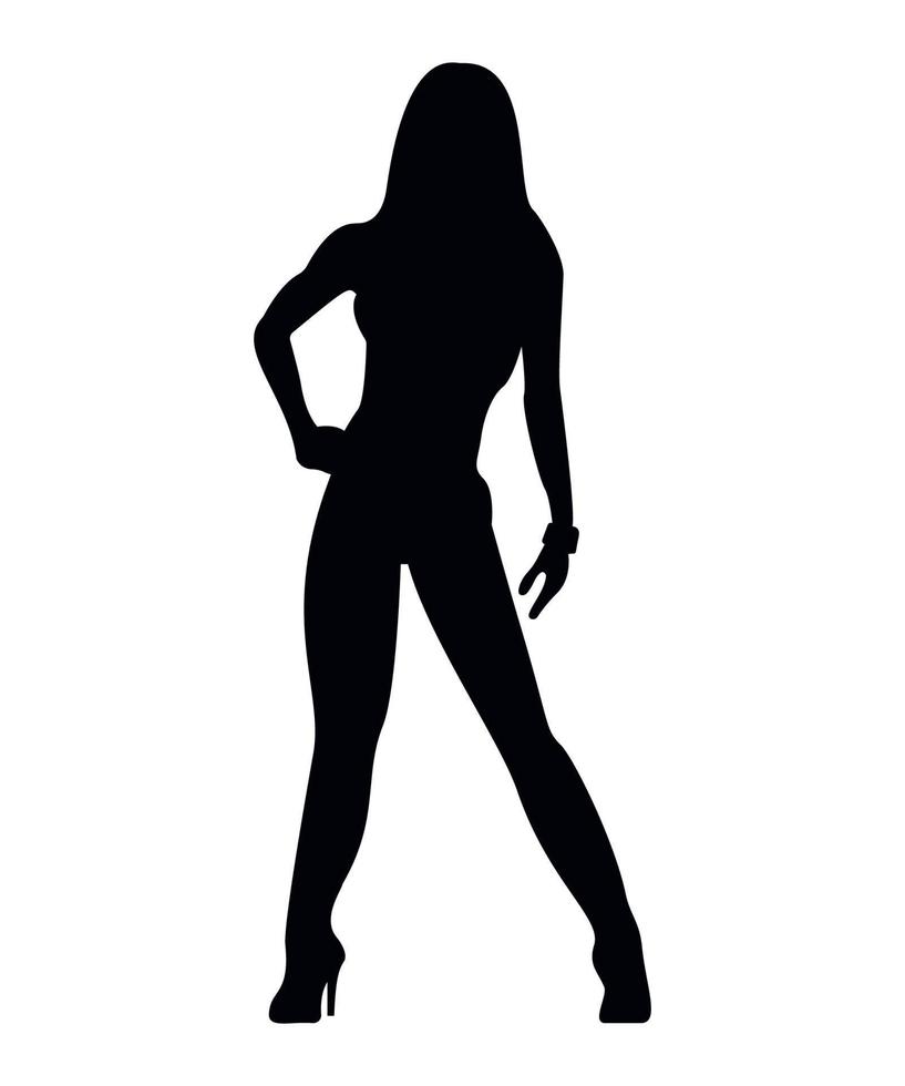 Vector illustration of black Silhouettes of female bodybuilder