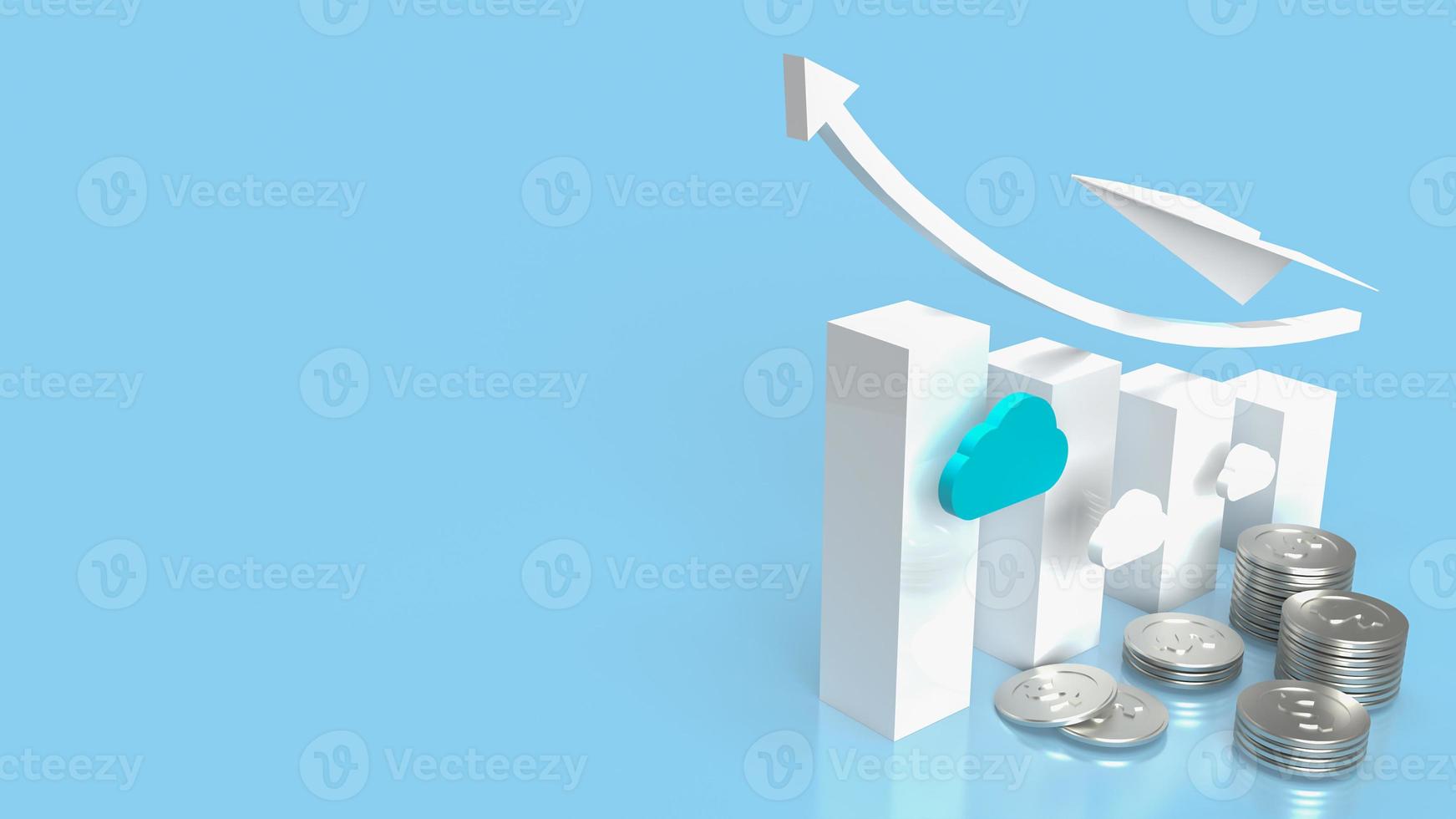 The paper plane and chart for business concept 3d rendering photo