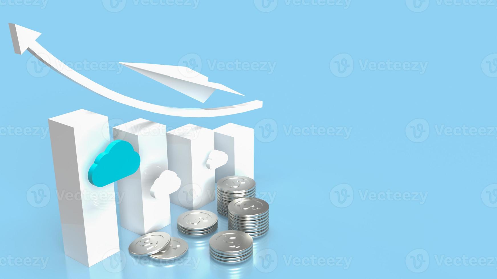 The paper plane and chart for business concept 3d rendering photo