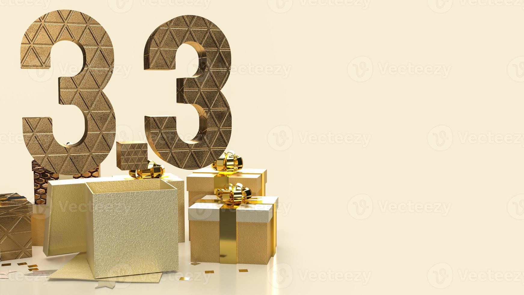 The 3.3 and gold gift box  for marketing  or sale  promotion 3d rendering photo