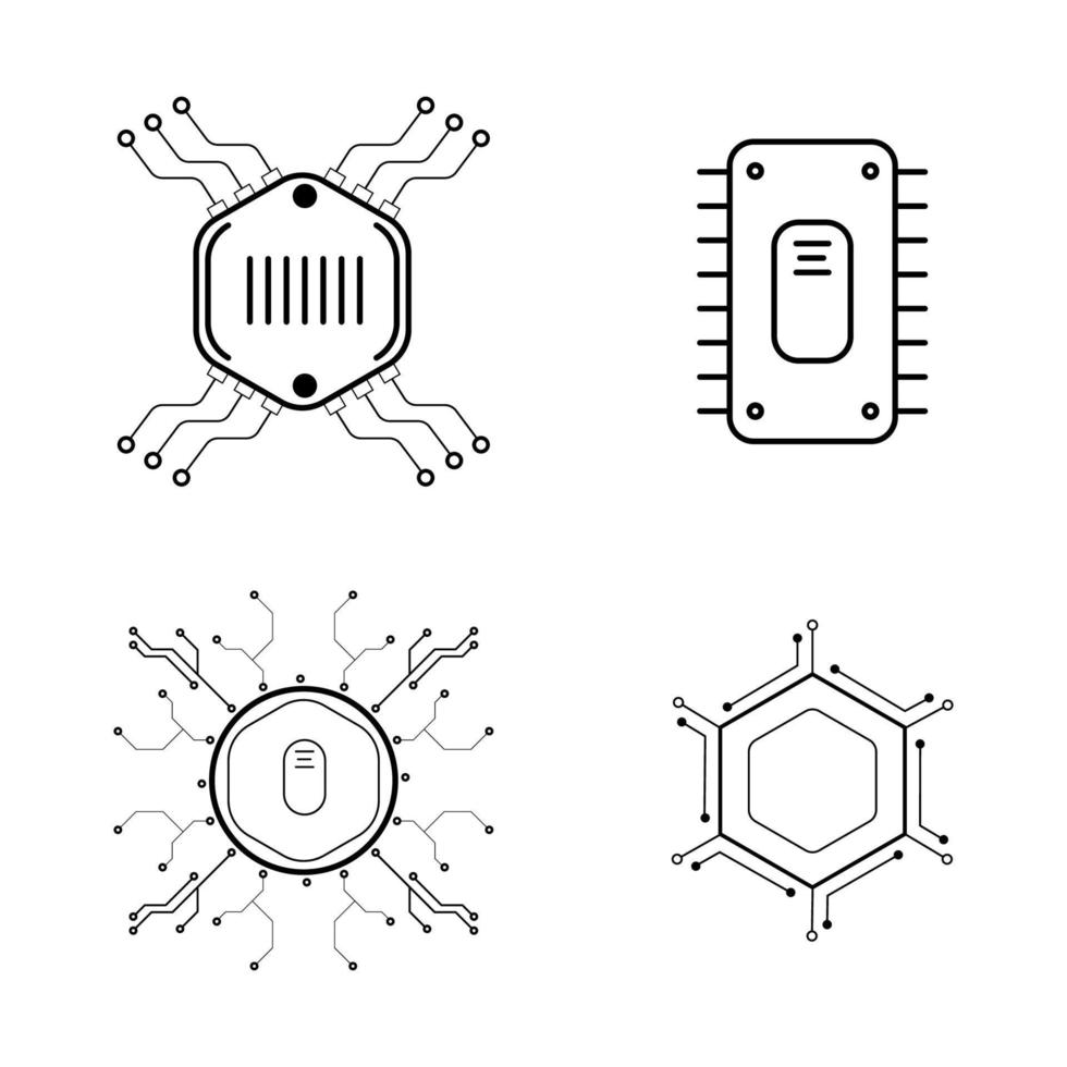 colección de microcircuito lineal vector