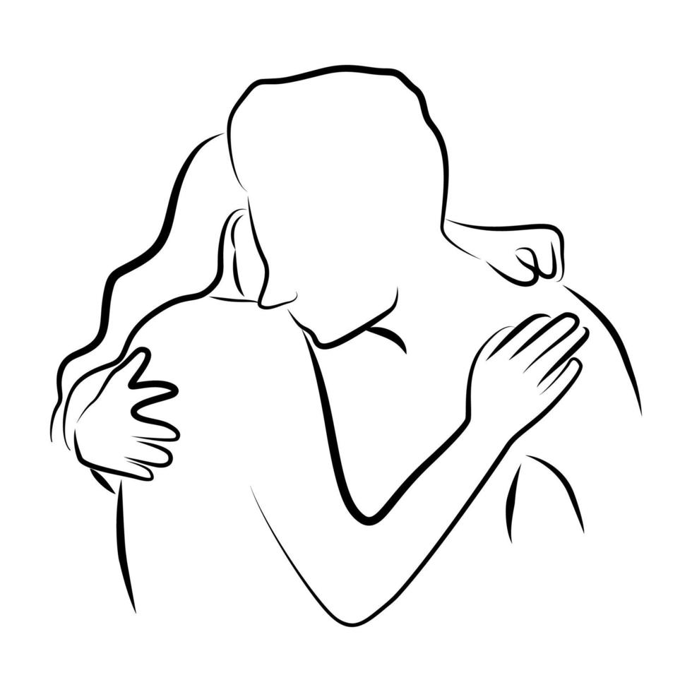 Hugging Lovers in Linear Style vector