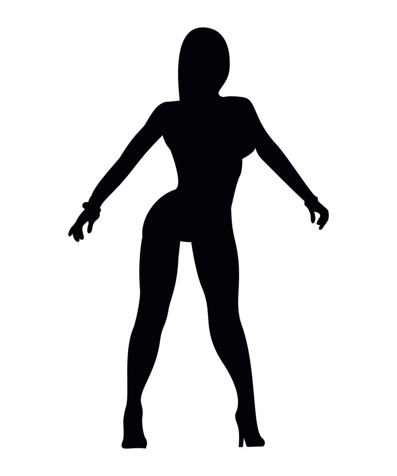 Vector illustration of black Silhouettes of female bodybuilder