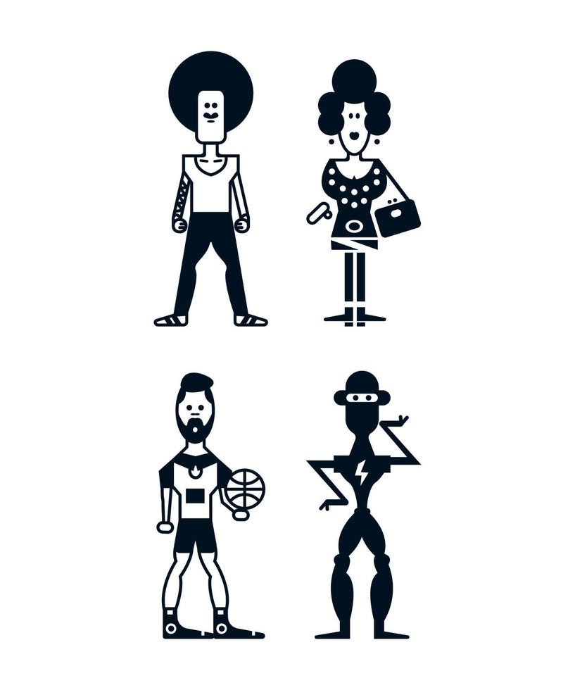 Collection of Monochrome Geometric People vector