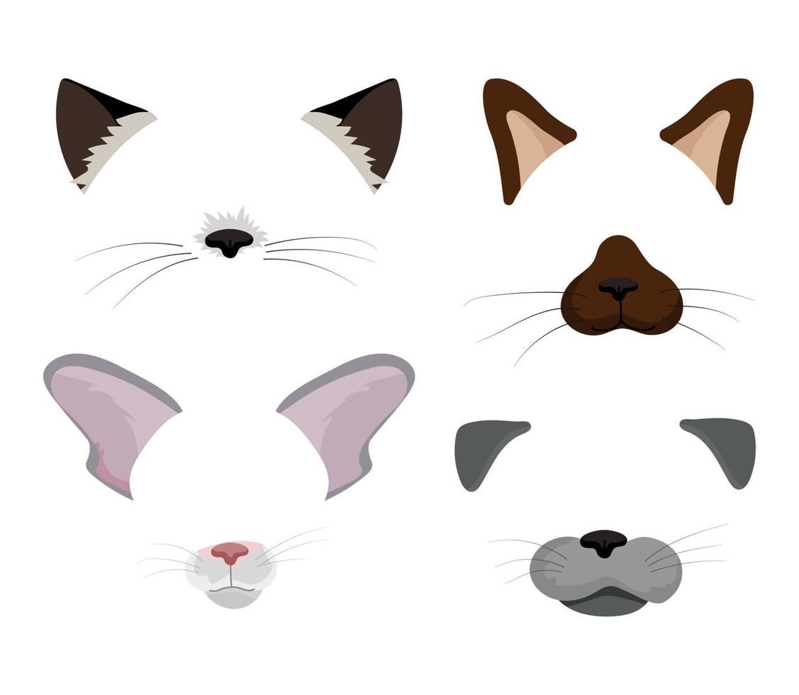 Set of Cat Masks vector