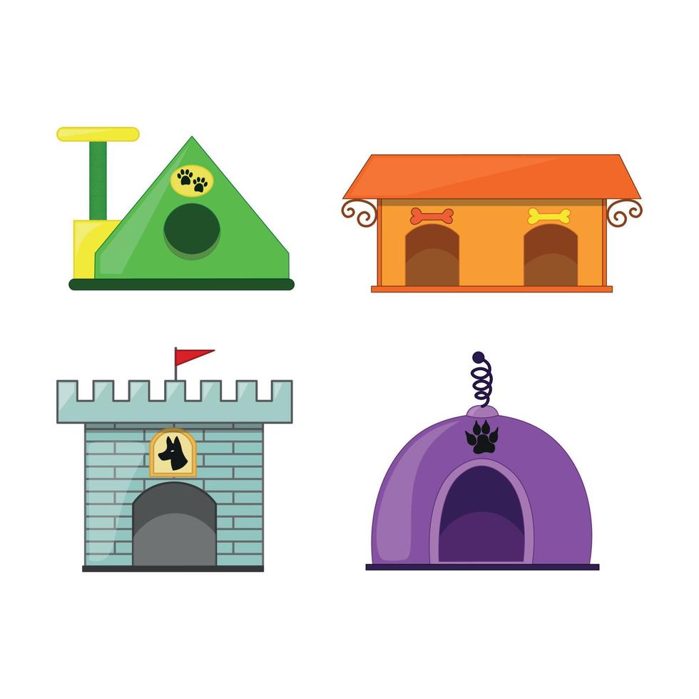 conjunto de casas para mascotas vector