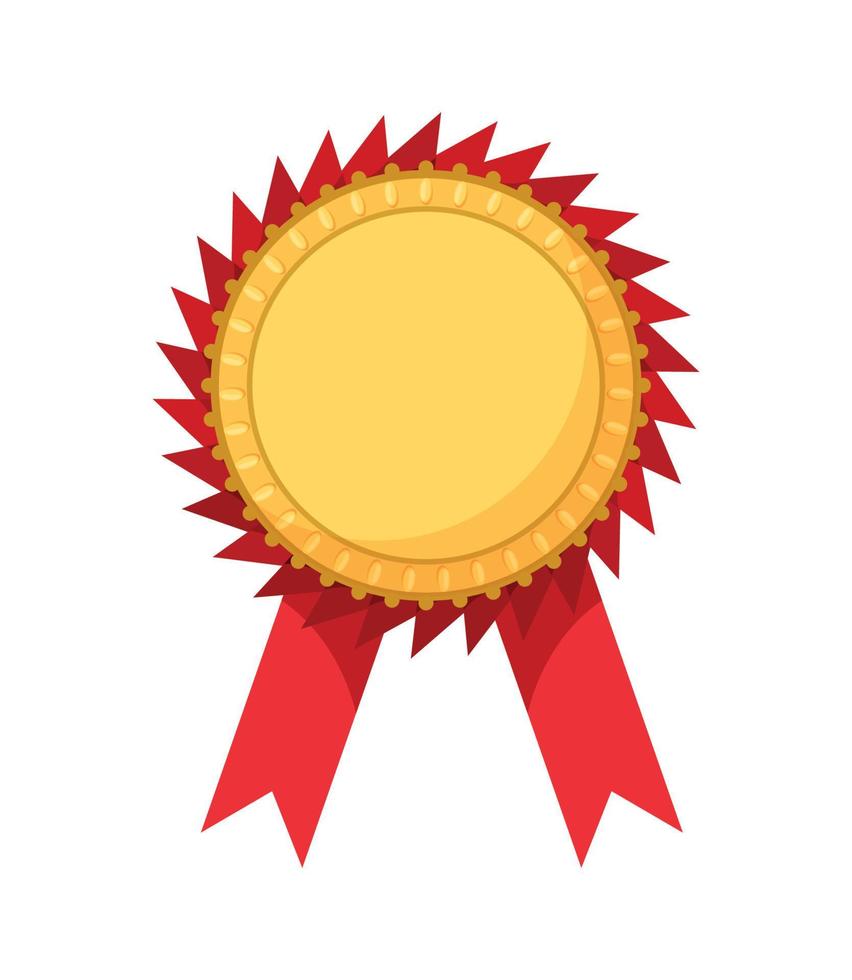 Vector illustration of quality guarantee medal ribbon championship award insignia front view.