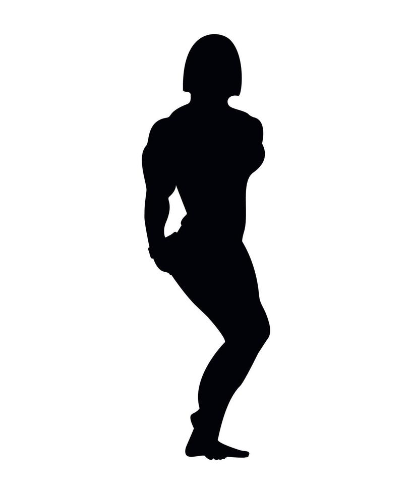 Vector illustration of black Silhouettes of female bodybuilder