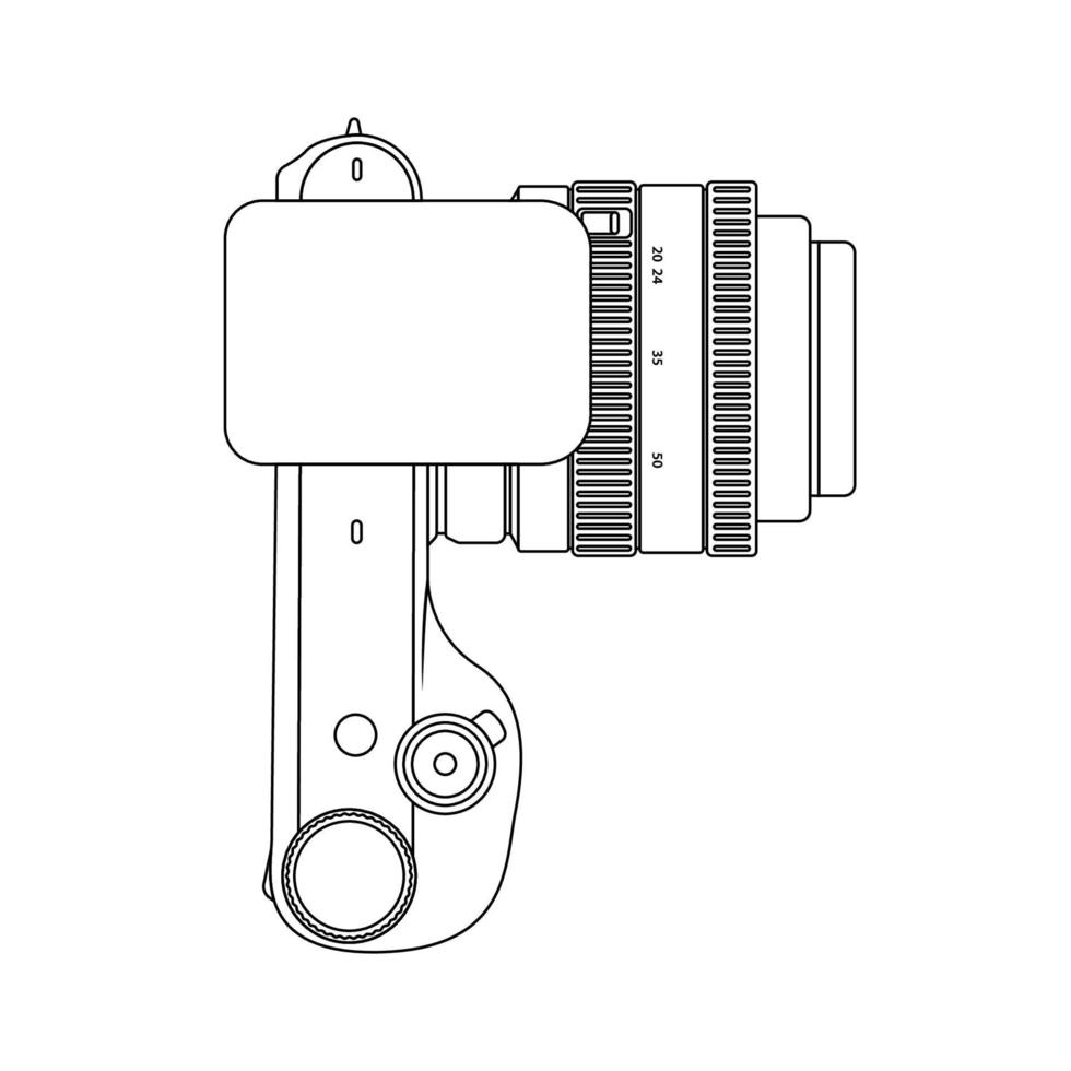 Camera Top View Outline Icon Illustration on Isolated White Background vector
