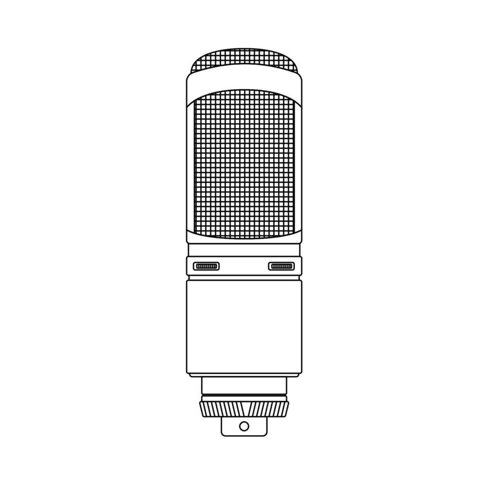 Microphone Outline Icon Illustration on Isolated White Background vector