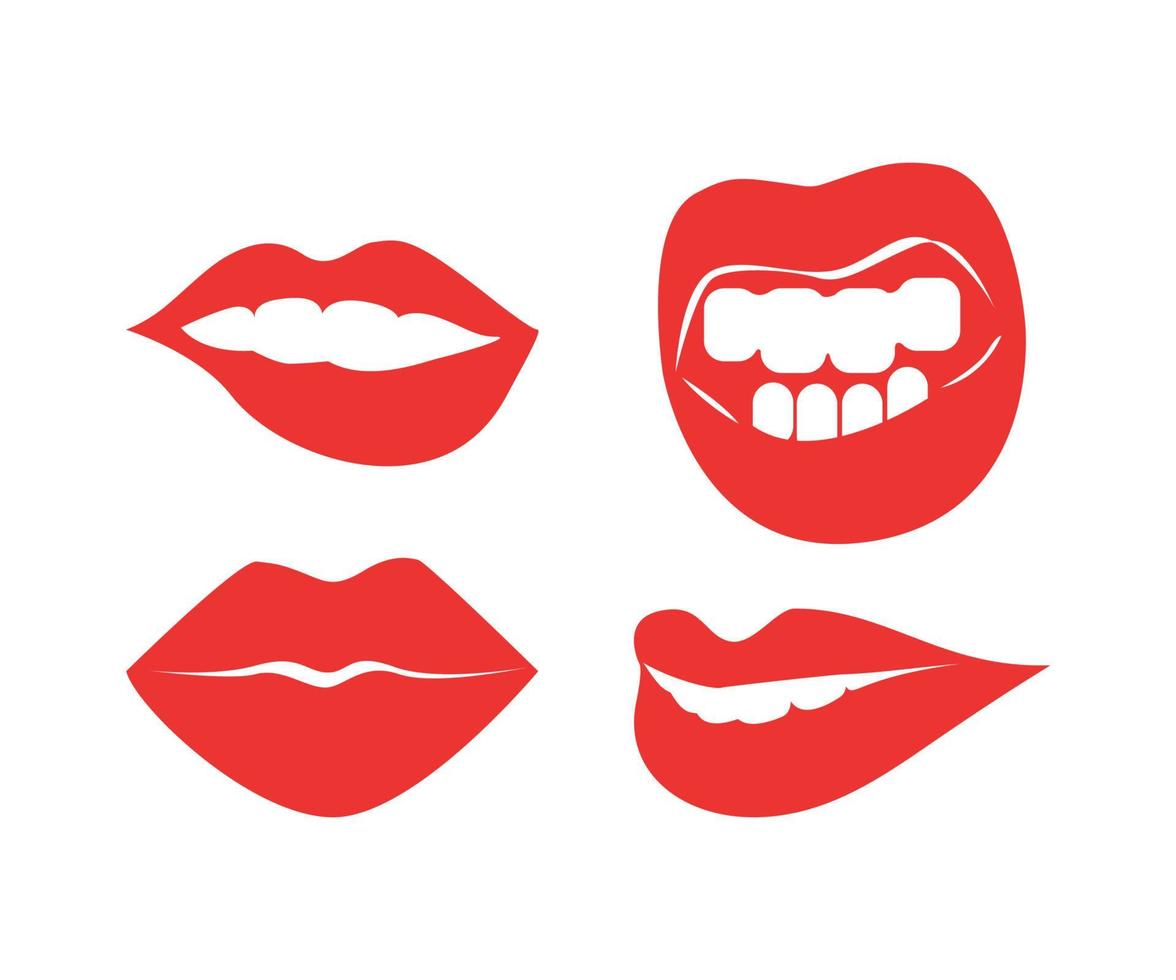 conjunto de labios de mujer con pintalabios rojo vector