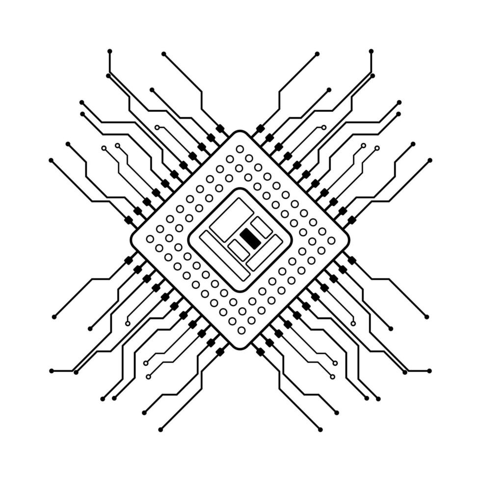 ilustración vectorial de microcircuito lineal vector