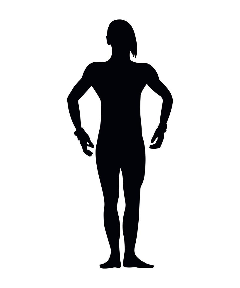 Vector illustration of black Silhouettes of female bodybuilder