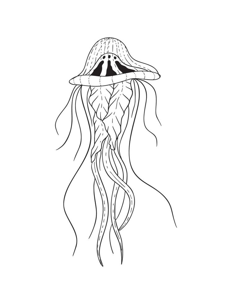 Jellyfish Illustration in Art Ink Style vector