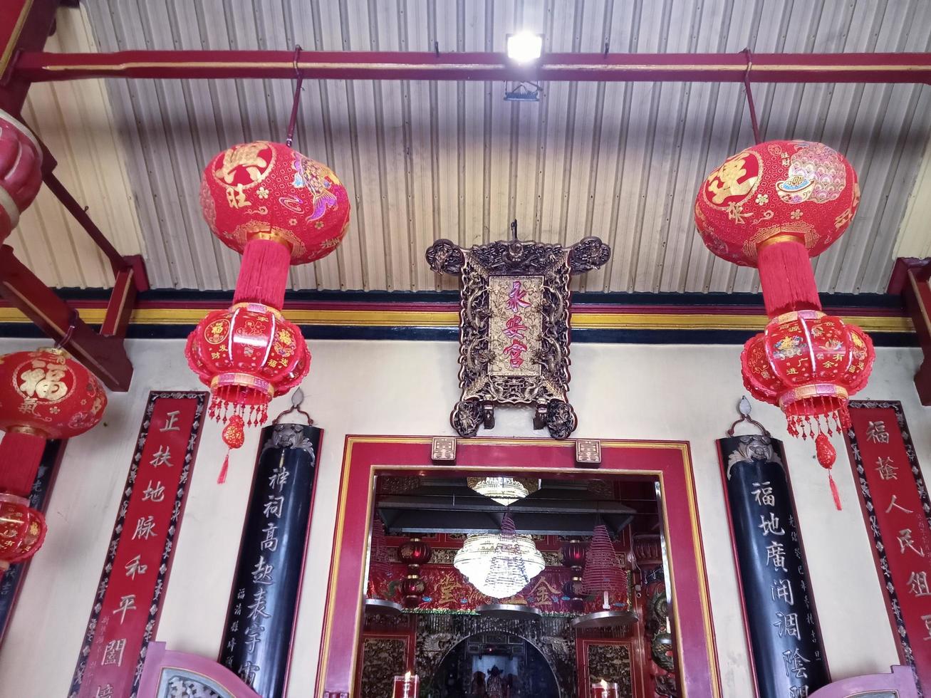 Malang, Indonesia, on January-07-2023. Excitement on Chinese new year eve. Eng An Kiong Temple, a place of worship for three religions, Confucianism, Taoism and Buddhism. photo