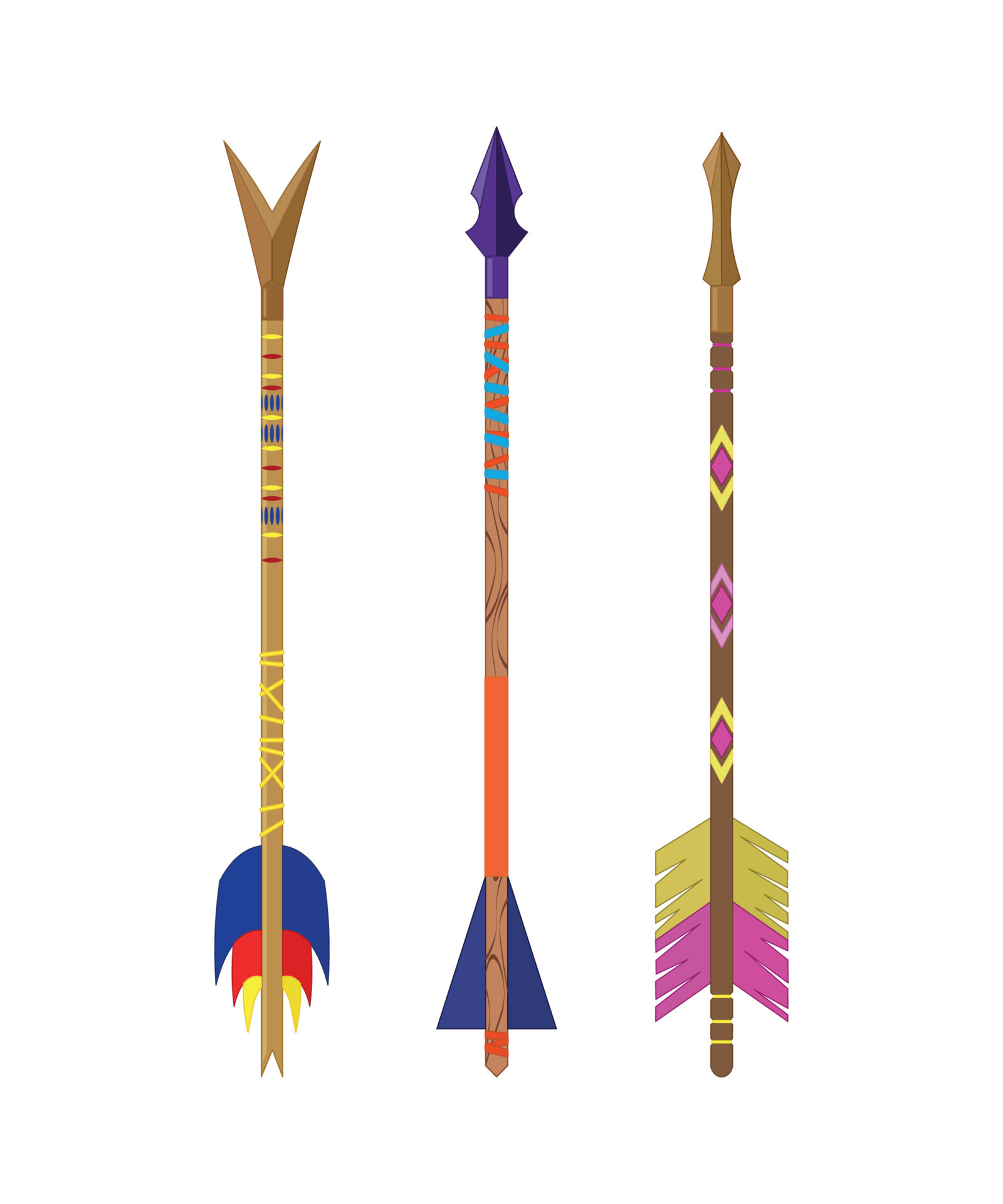 Set of Arrows with Feathers 19022007 Vector Art at Vecteezy
