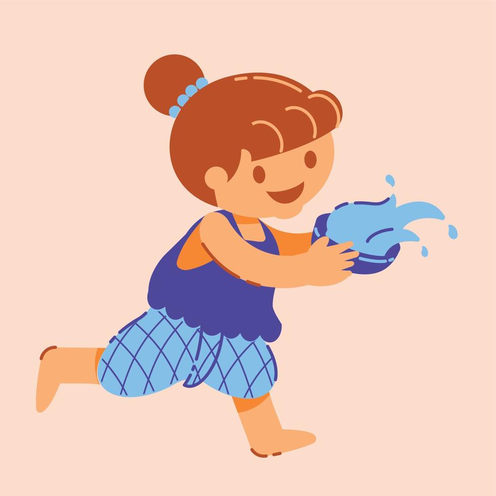 bun hair girl splashing water vector