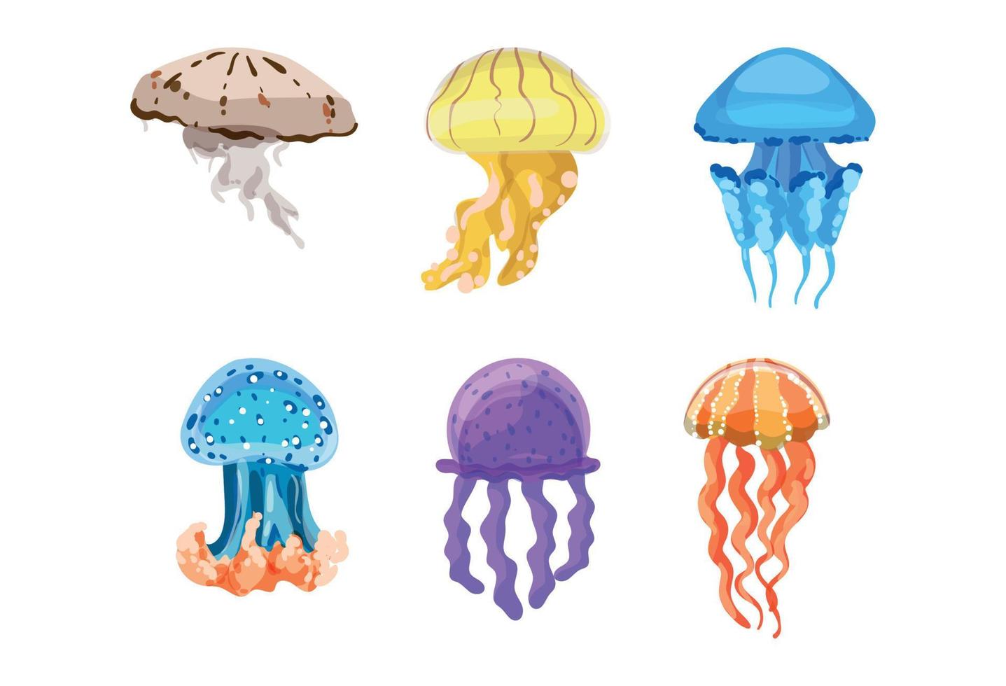 Set of Jellyfishes vector