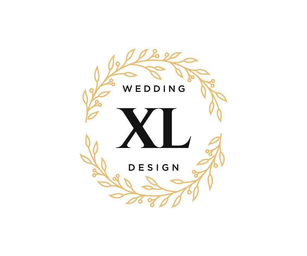 XL Initials letter Wedding monogram logos collection, hand drawn modern minimalistic and floral templates for Invitation cards, Save the Date, elegant identity for restaurant, boutique, cafe in vector