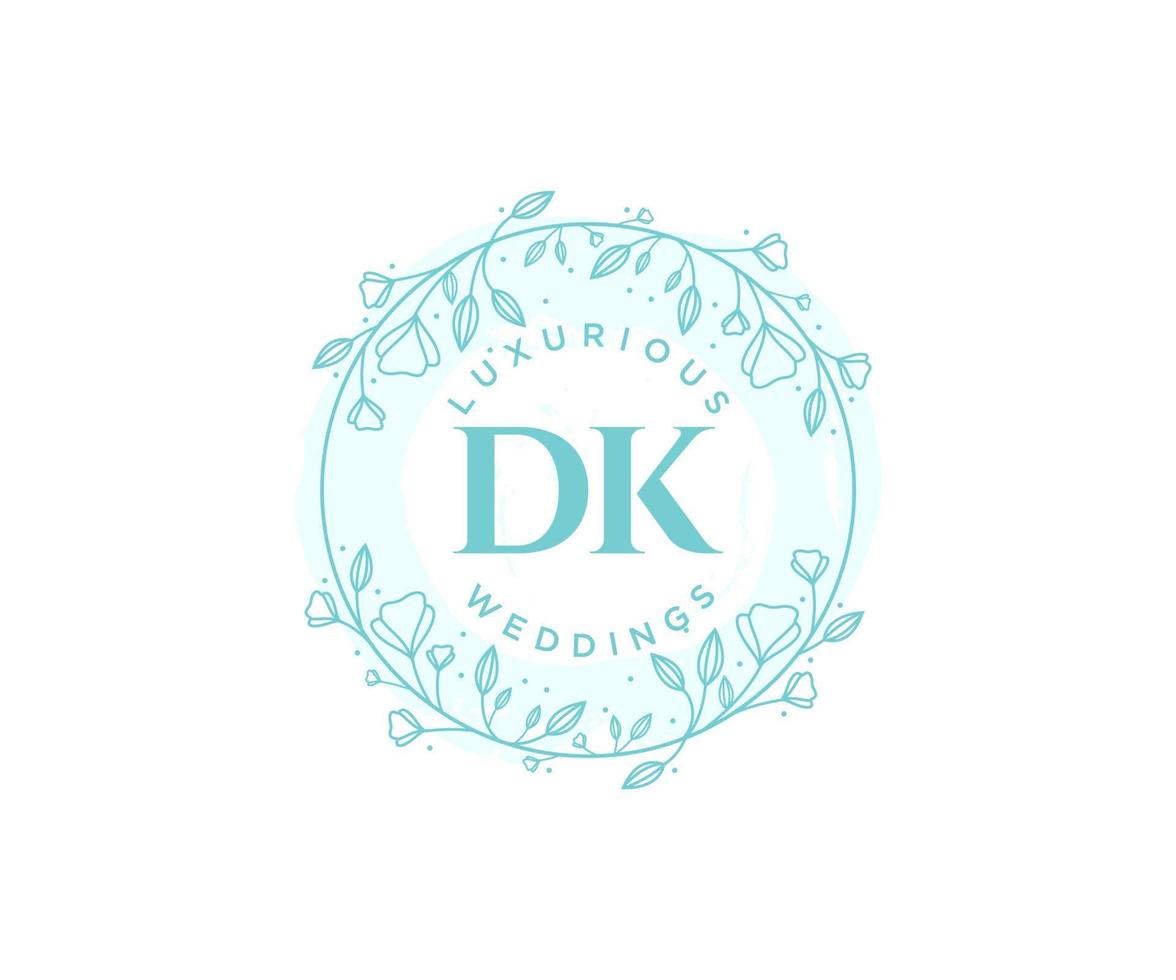 DK Initials letter Wedding monogram logos template, hand drawn modern minimalistic and floral templates for Invitation cards, Save the Date, elegant identity. vector