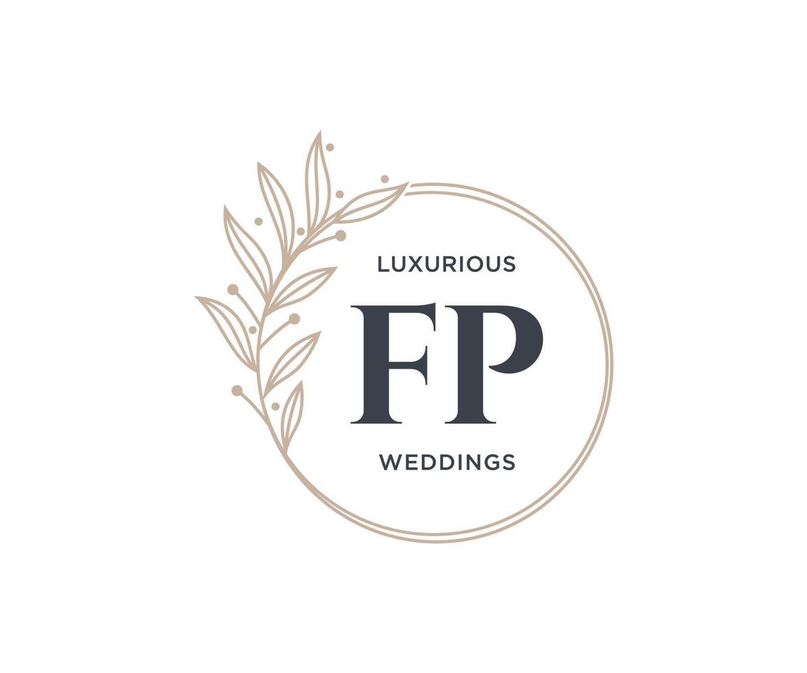 FP Initials letter Wedding monogram logos template, hand drawn modern minimalistic and floral templates for Invitation cards, Save the Date, elegant identity. vector