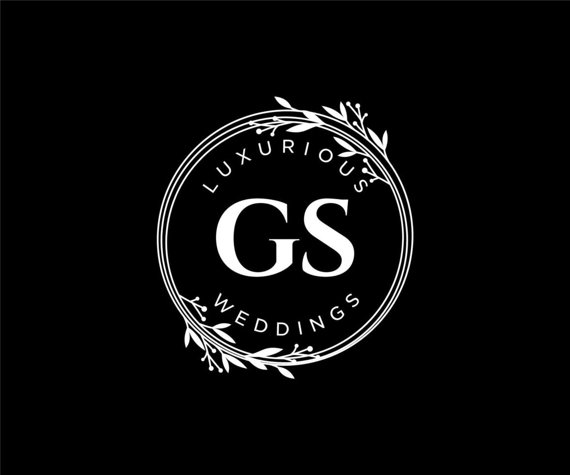 GS Initials letter Wedding monogram logos template, hand drawn modern minimalistic and floral templates for Invitation cards, Save the Date, elegant identity. vector