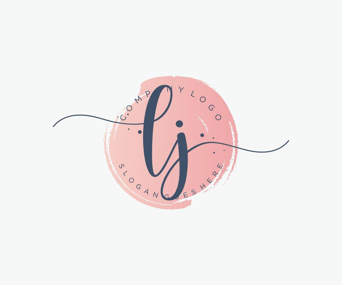 Initial LJ feminine logo. Usable for Nature, Salon, Spa, Cosmetic and Beauty Logos. Flat Vector Logo Design Template Element.