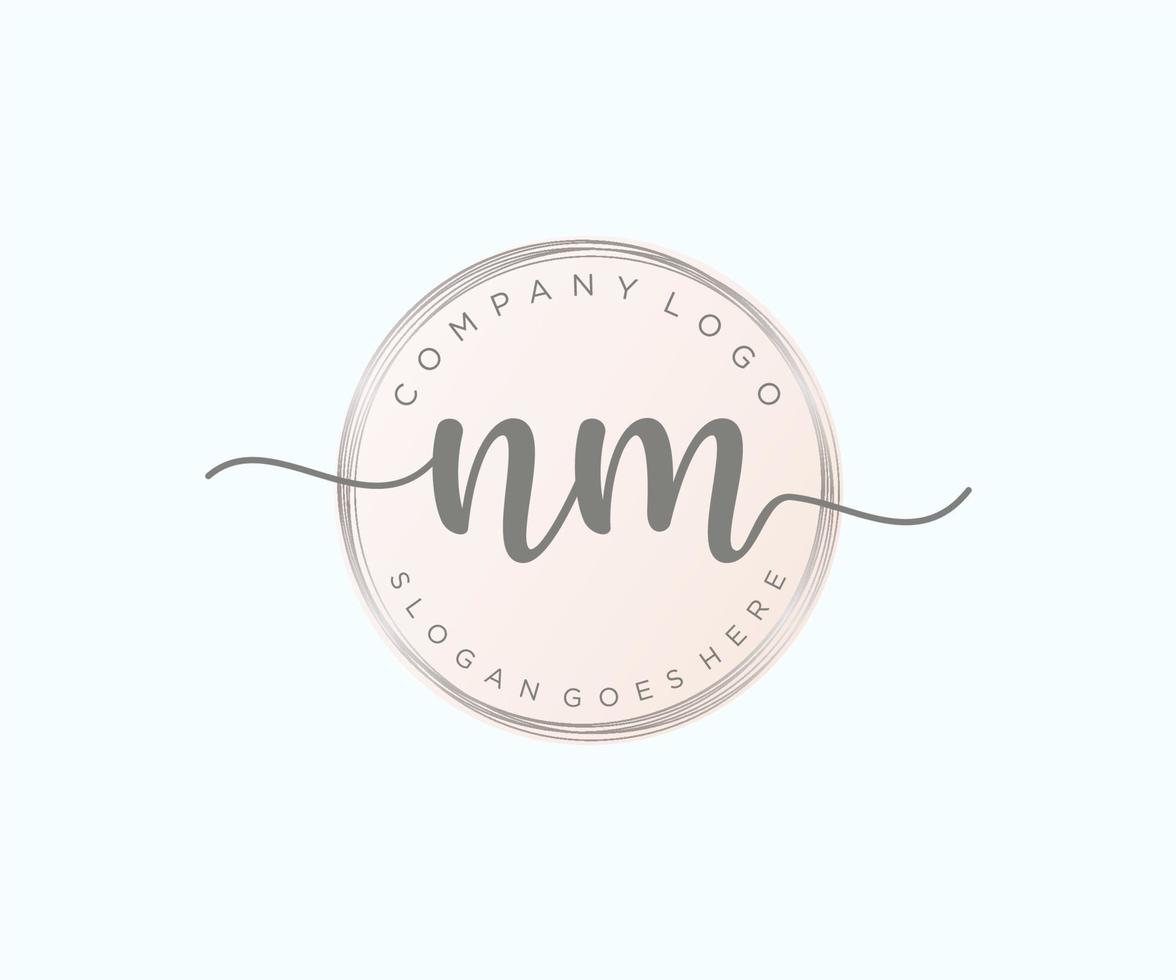 Initial NM feminine logo. Usable for Nature, Salon, Spa, Cosmetic and Beauty Logos. Flat Vector Logo Design Template Element.