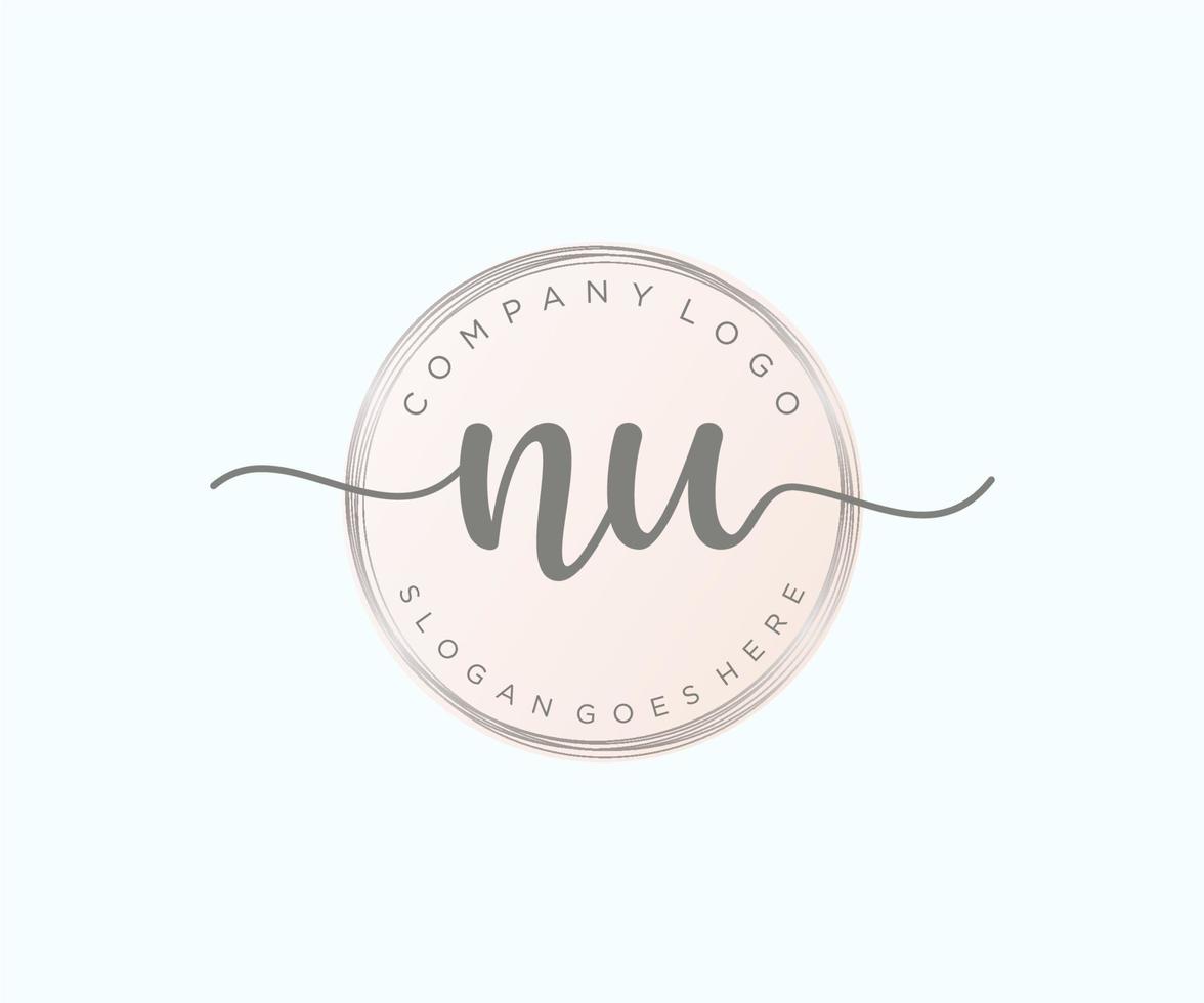 Initial NU feminine logo. Usable for Nature, Salon, Spa, Cosmetic and Beauty Logos. Flat Vector Logo Design Template Element.