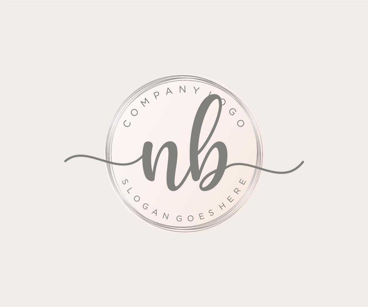 Initial NB feminine logo. Usable for Nature, Salon, Spa, Cosmetic and Beauty Logos. Flat Vector Logo Design Template Element.