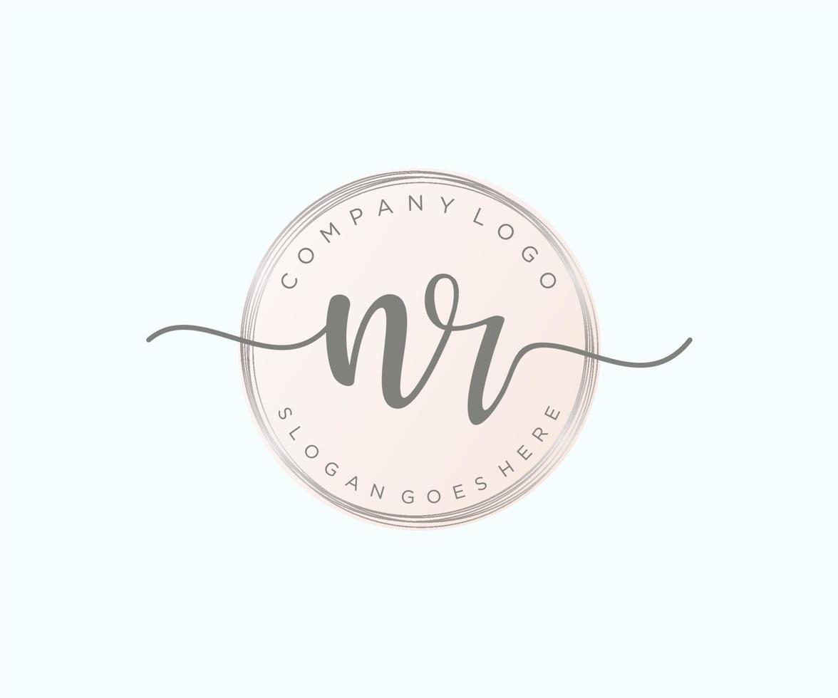 Initial NR feminine logo. Usable for Nature, Salon, Spa, Cosmetic and Beauty Logos. Flat Vector Logo Design Template Element.