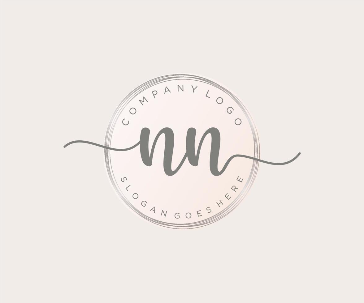 Initial NN feminine logo. Usable for Nature, Salon, Spa, Cosmetic and Beauty Logos. Flat Vector Logo Design Template Element.