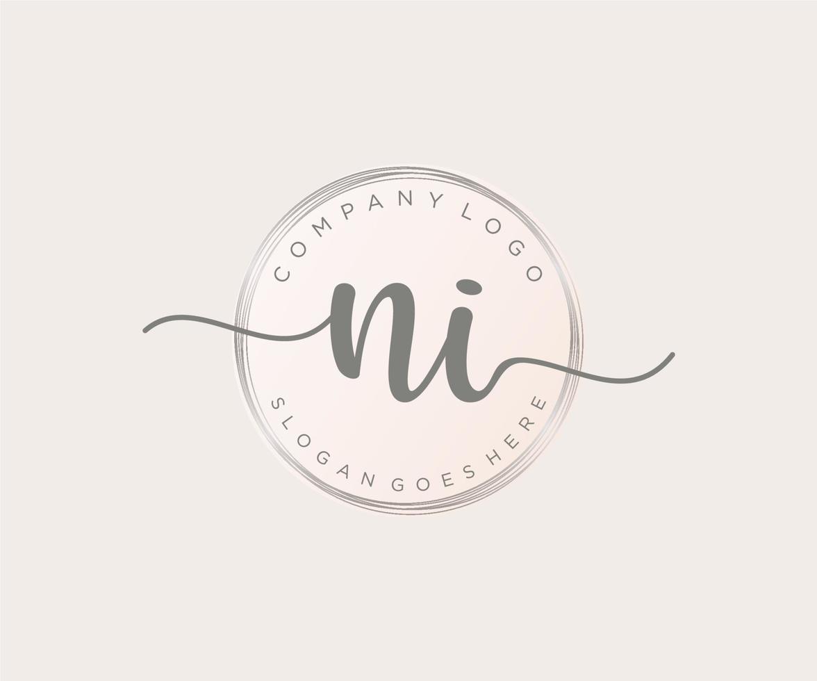 Initial NI feminine logo. Usable for Nature, Salon, Spa, Cosmetic and Beauty Logos. Flat Vector Logo Design Template Element.