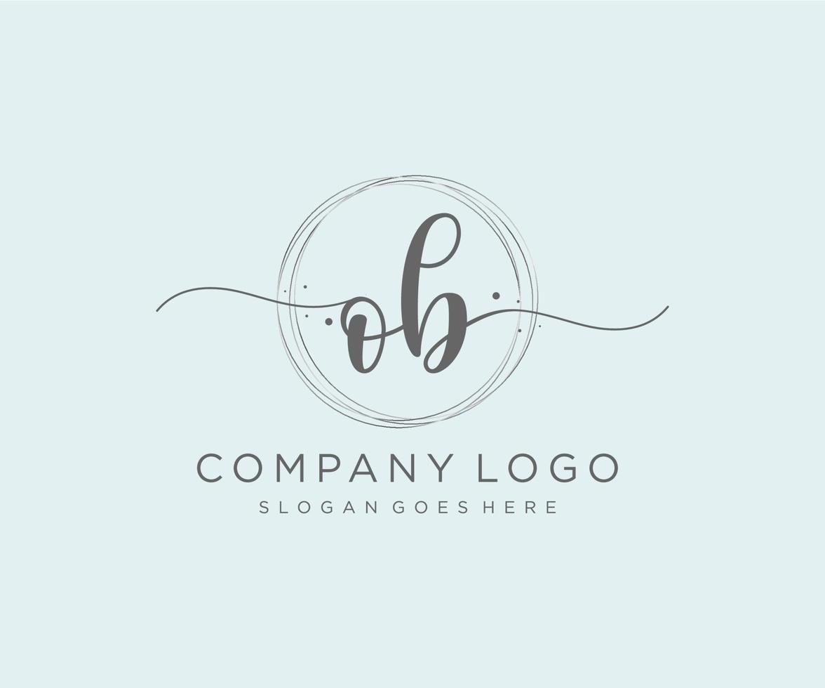 Initial OB feminine logo. Usable for Nature, Salon, Spa, Cosmetic and Beauty Logos. Flat Vector Logo Design Template Element.