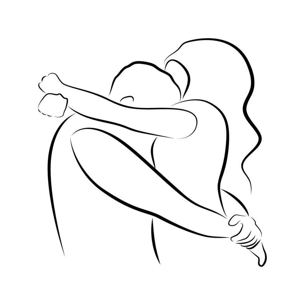 Hugging Lovers in Linear Style vector