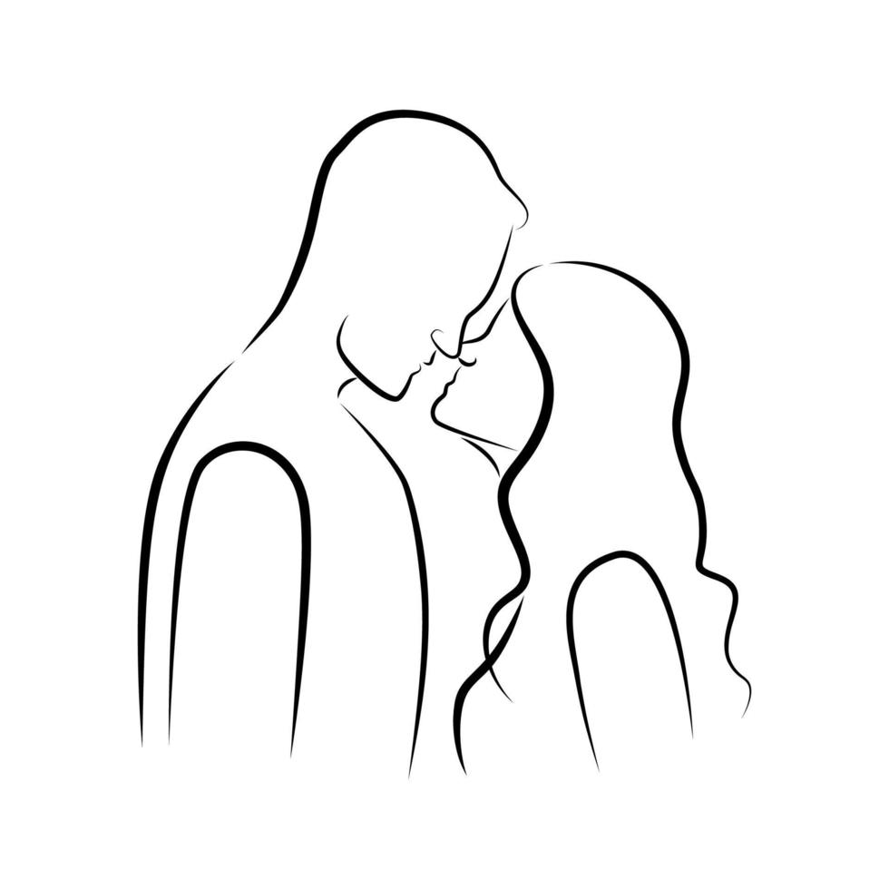 Hugging Lovers in Linear Style vector