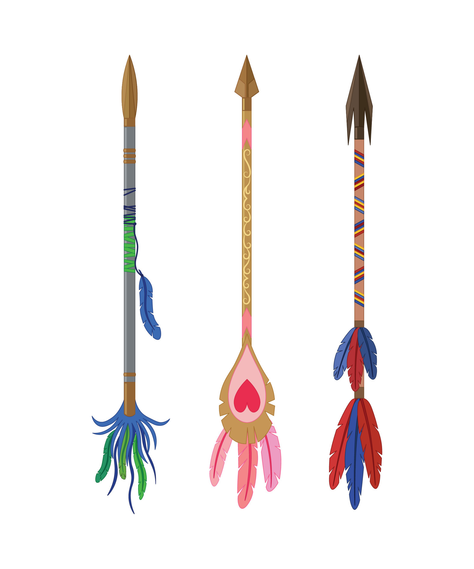 Set of Arrows with Feathers 19022424 Vector Art at Vecteezy