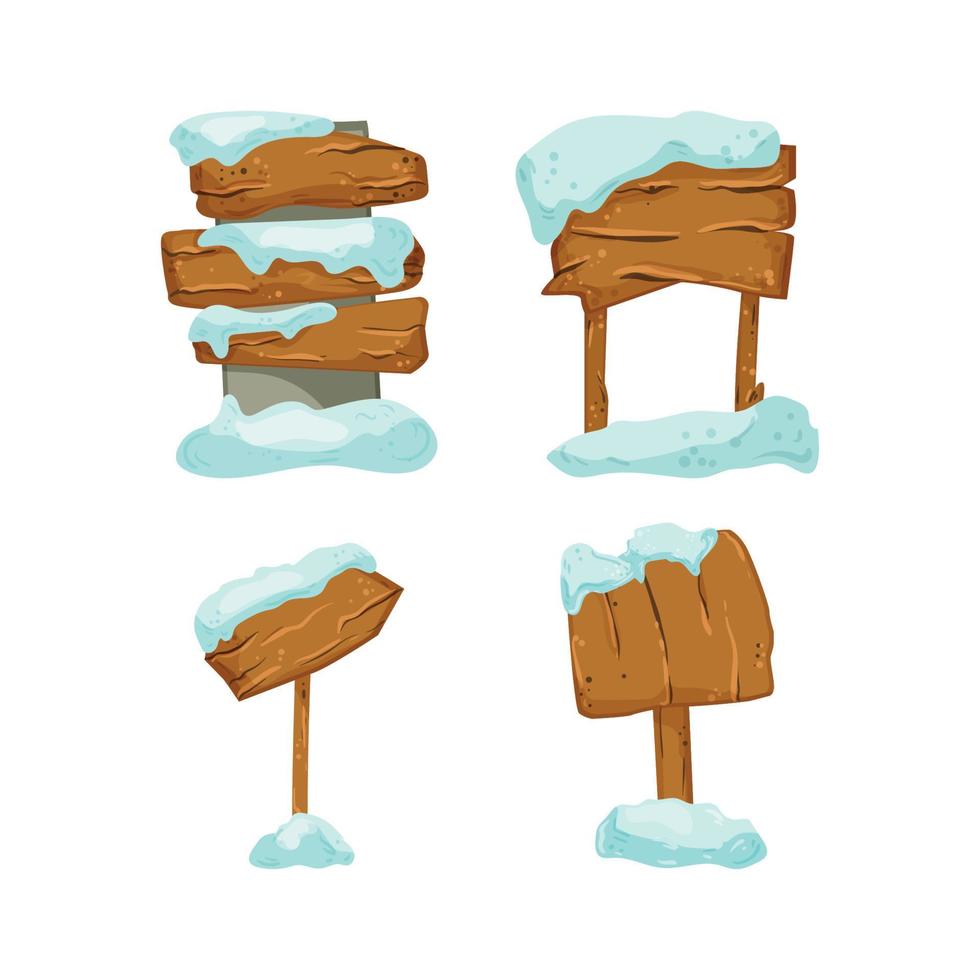 Stone and Wooden Banners in the Snow vector