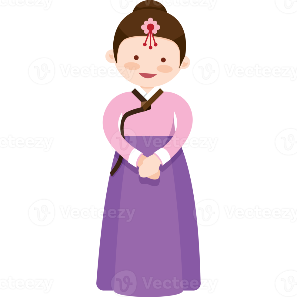 chica en traje nacional de corea png