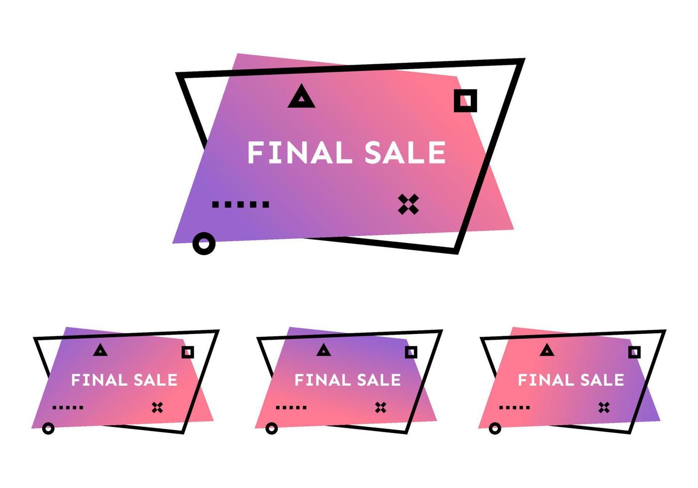 Final Sale. Set of four pink geometric trendy banners. Modern gradient shape with promotion text. Vector illustration.