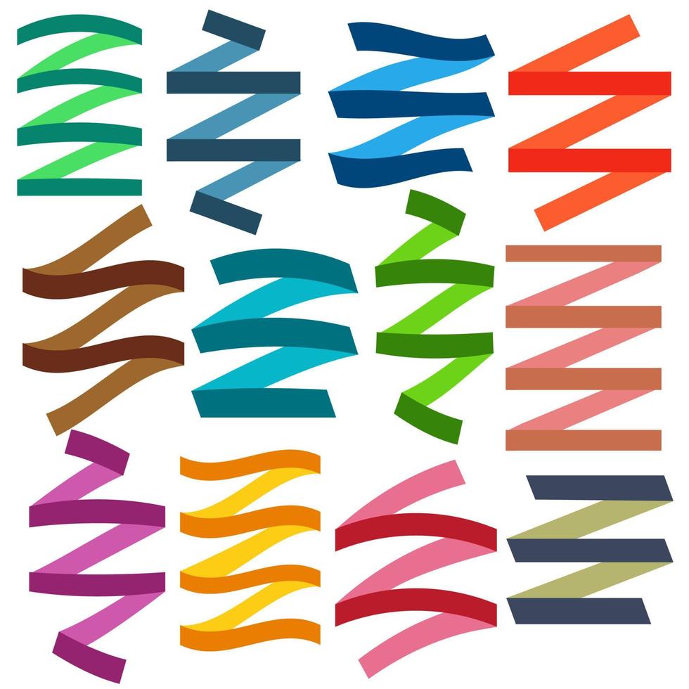 Set of Multicolored Flat Empty Ribbons. Ready for Your Text or Design. Isolated vector illustration.