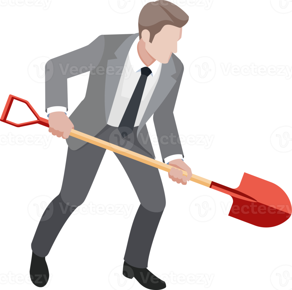 businessman digging hole png