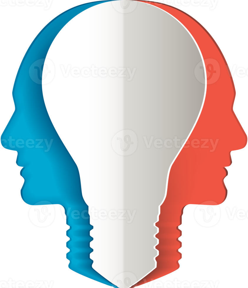 Light bulb and human head symbol png