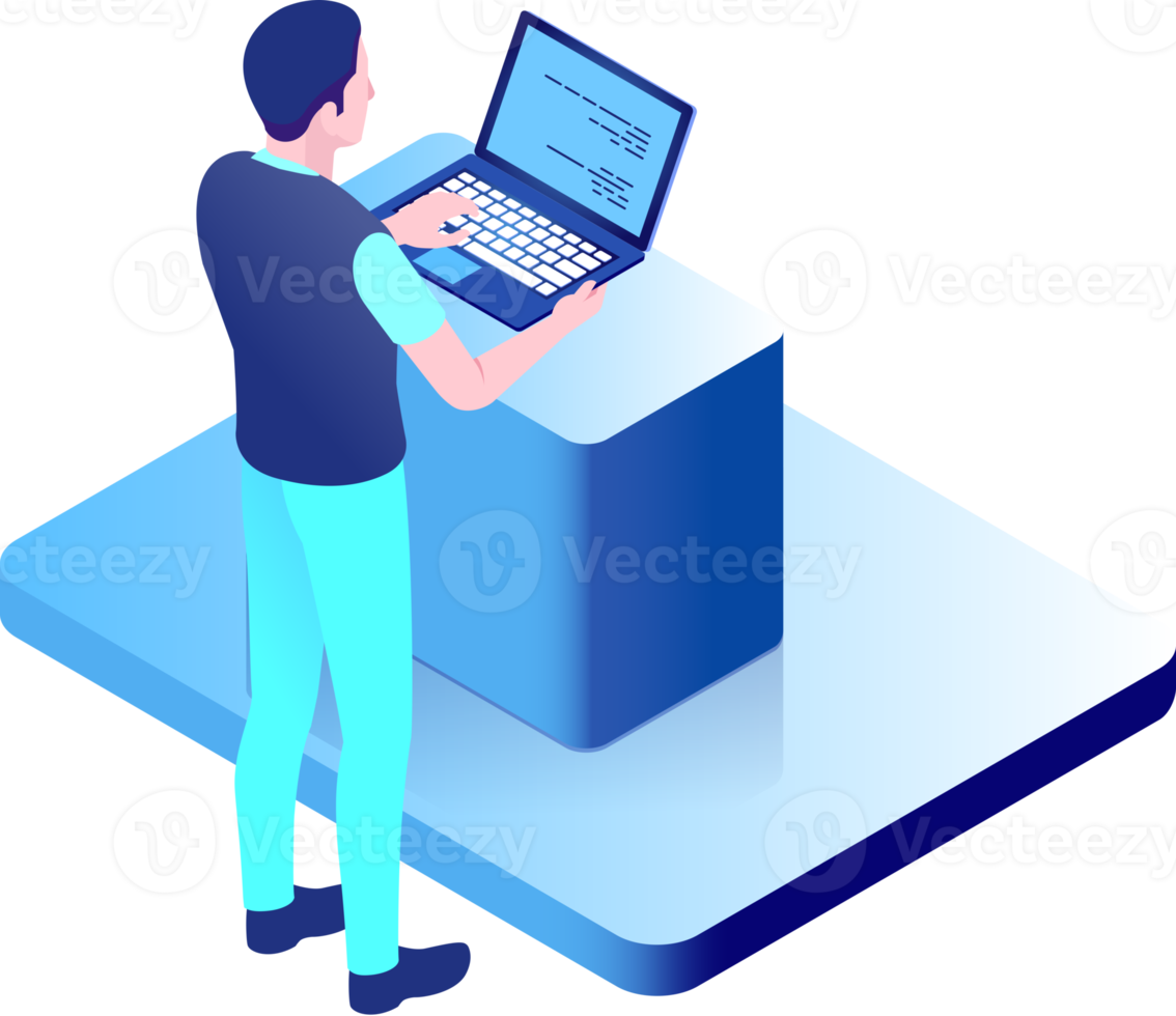 people play computer isometric png